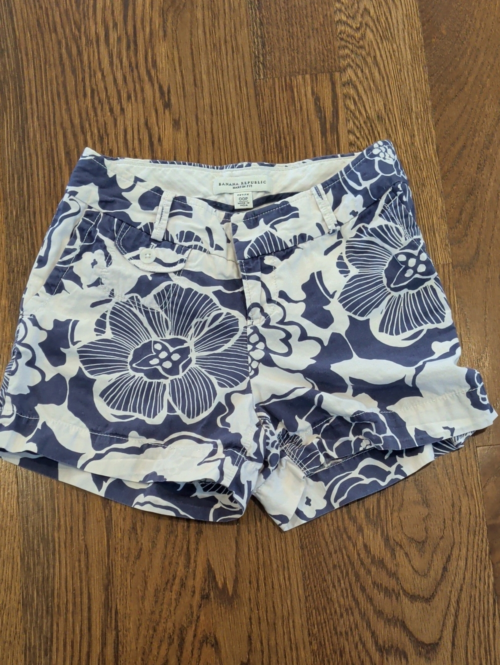 Banana Republic Navy & White Floral Cotton Bermuda Shorts